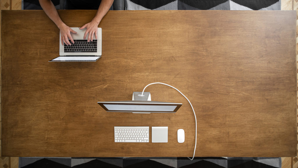 Remote Work Computer Overhead View
