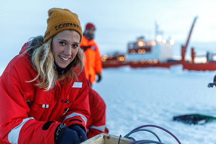 Friederike Krüger was on board the Akademik Federov to report on the climate research of the MOSAiC expedition Photo Courtesy of Mario Hoppmann