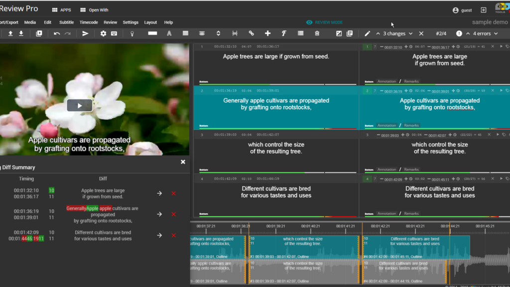 OOONA Review Pro Graphic User Interface