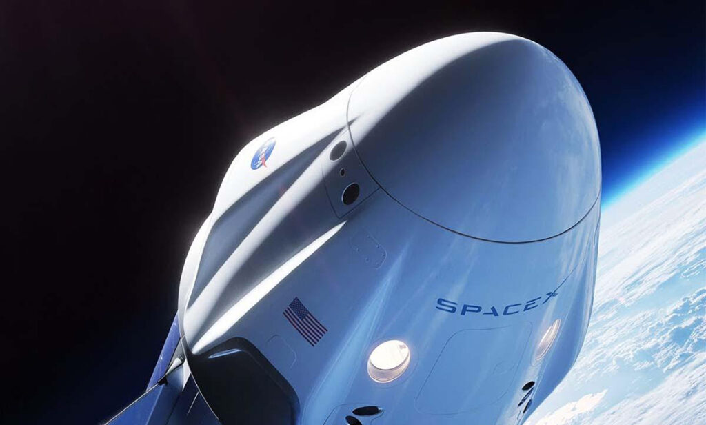 Spacex ship over earth