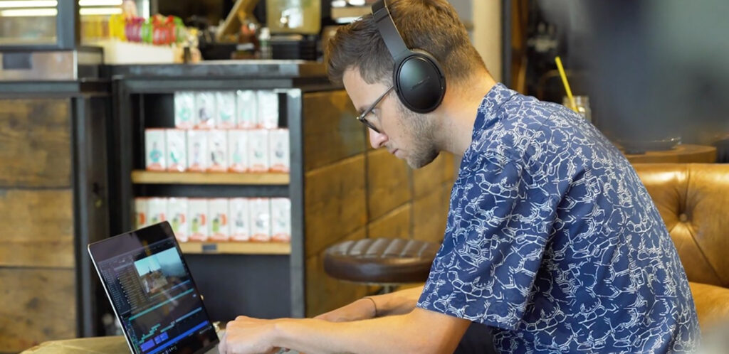 Elements remote worker on computer