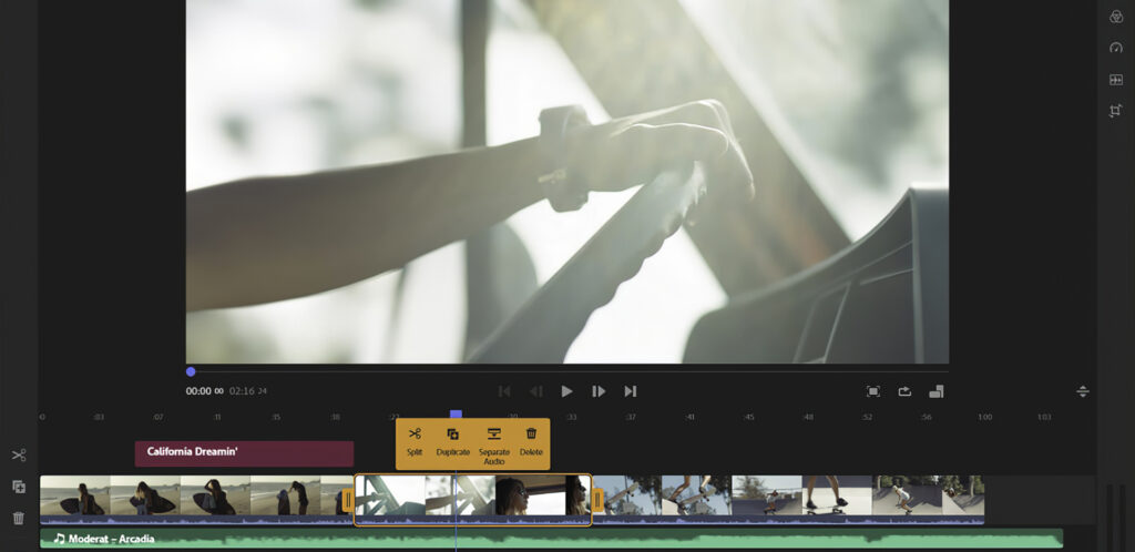 Premiere Rush Context menu Desktop
