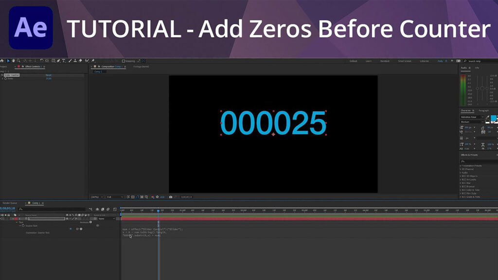 After Effects Tutorial Add Zeros Before Counter Andy Ford