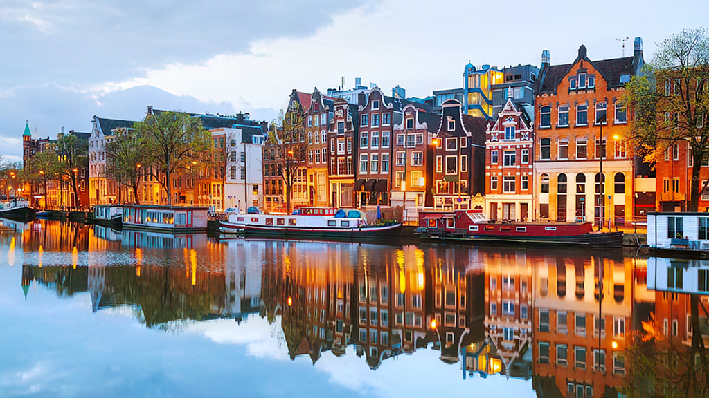 Amsterdam row of houses on a canal
