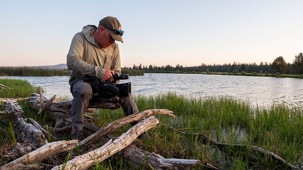 Moen and a Panasonic HC-X2 recording fly-fishing at magic hour