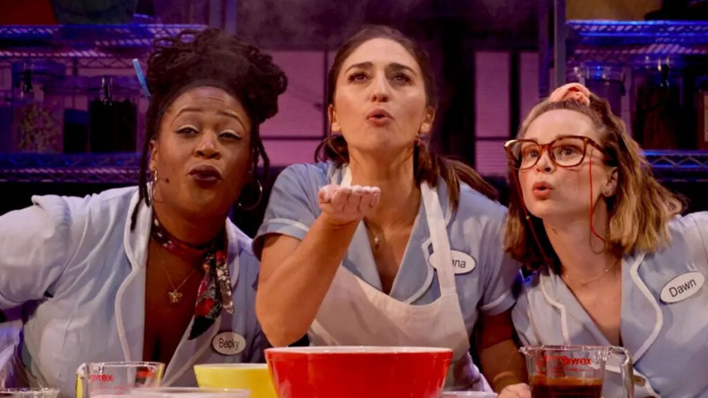 Waitress The Musical on Broadway featuring 3 actresses blowing flour into the air