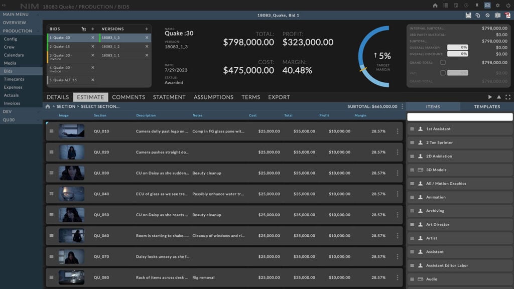 NIM 6.0 Bidding System for creative studios