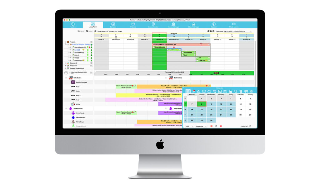 farmerswife scheduling software interface on an Apple desktop computer monitor