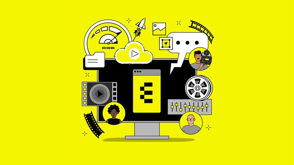 a cartoon montage of the features of ELEMENTS' BLINK software