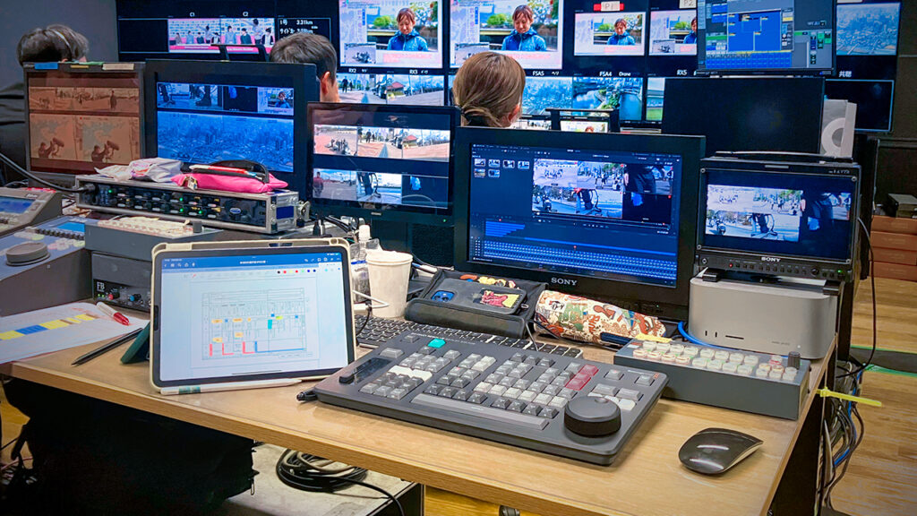 the Kansai TV Broadcast studio during the Osaka International Womens Marathon