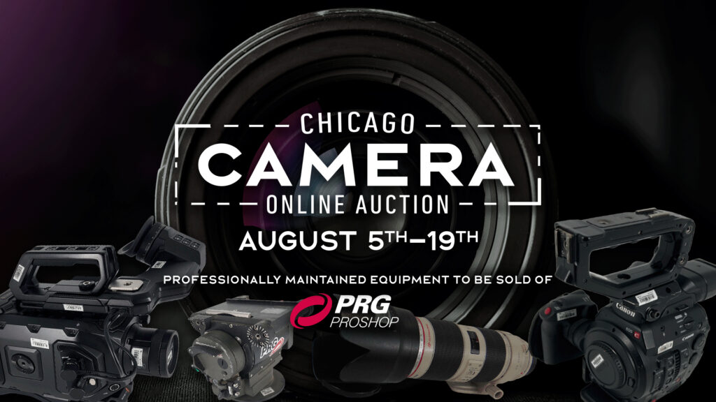 text that says Chicago camera online auction August 5th - 19th