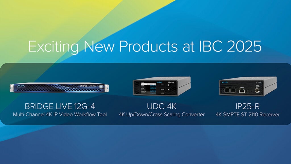 The AJA BRIDGE LIVE 12G-4, UDC-4K and IP25-R devices