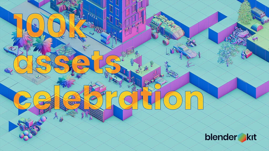 text that says 100k assets celebration