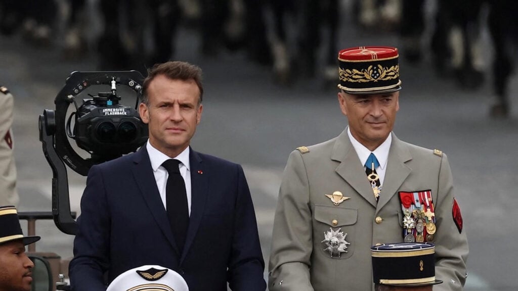 French officials ride in a parade
