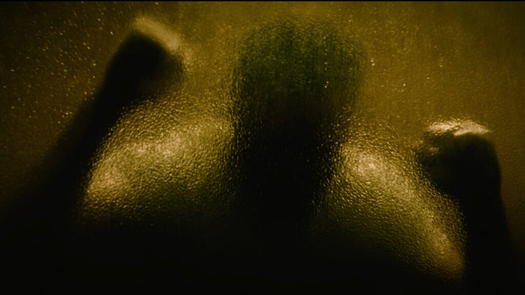 scene from movie Descendent where a man is pounding on a murky window