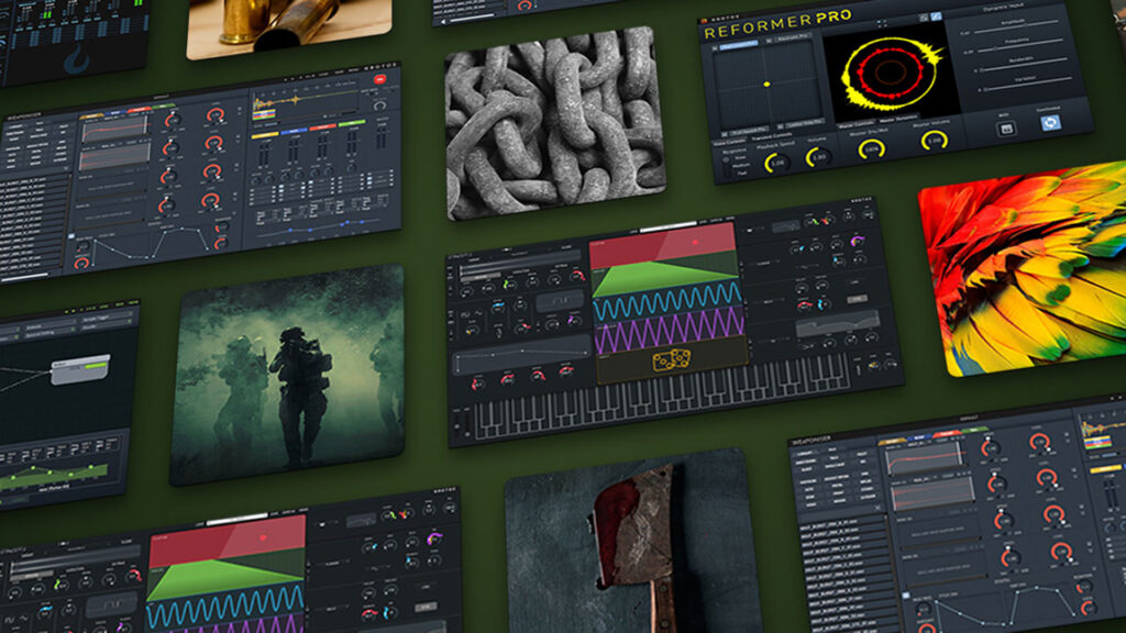 a montage of screenshots of Krotos software