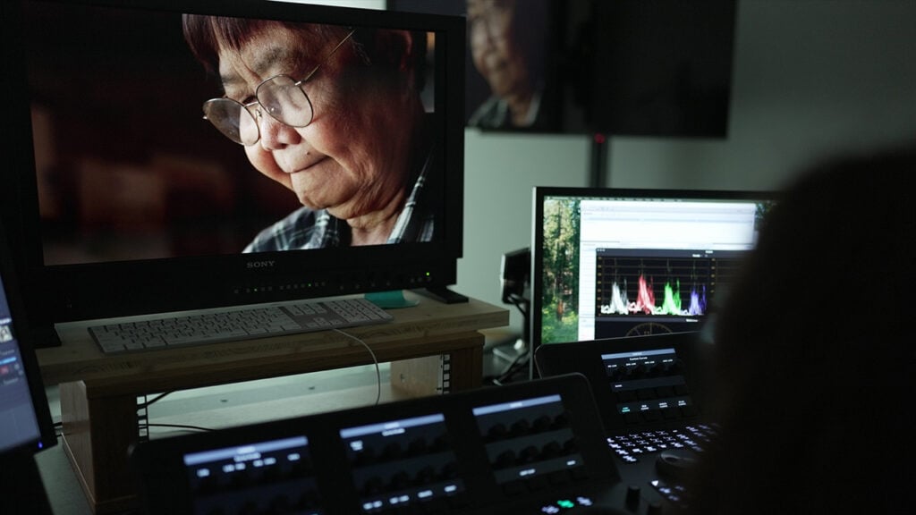 a person edits a movie using DaVinci Resolve software on a computer