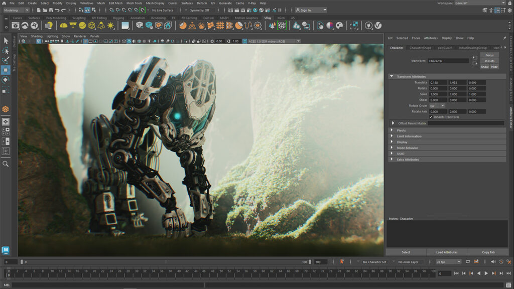 Chaos Vantage software in Maya screenshot