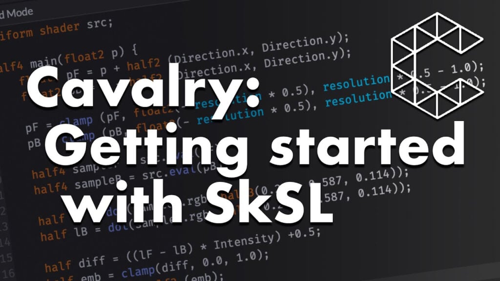 text that says Cavalry: Getting started with SkSL