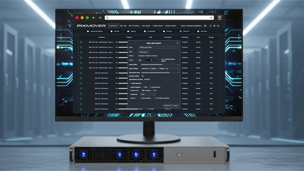 a screenshot of the PixMover Platform on a computer monitor