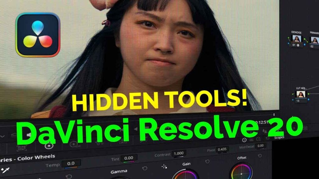 text that says Hidden Tools! DaVinci Resolve 20