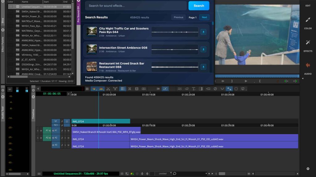 A screenshot inside Avid Media Composer showing the PSE Panel
