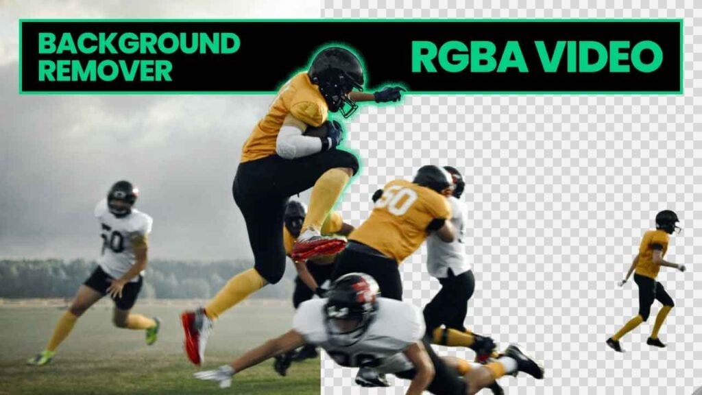 image of a football game that is in the process of being rotoscoped by the Beeble AI production workflow