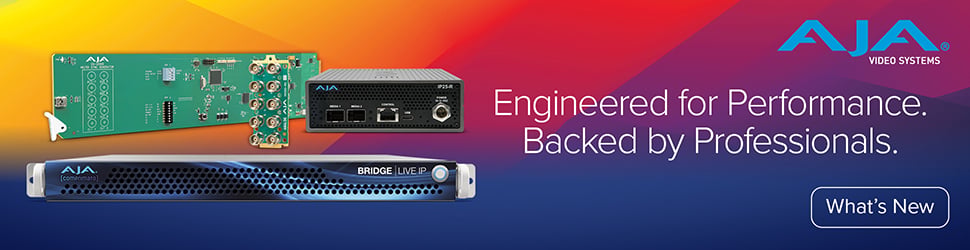 text that says AJA Engineered for Performance. Backed by Professionals.