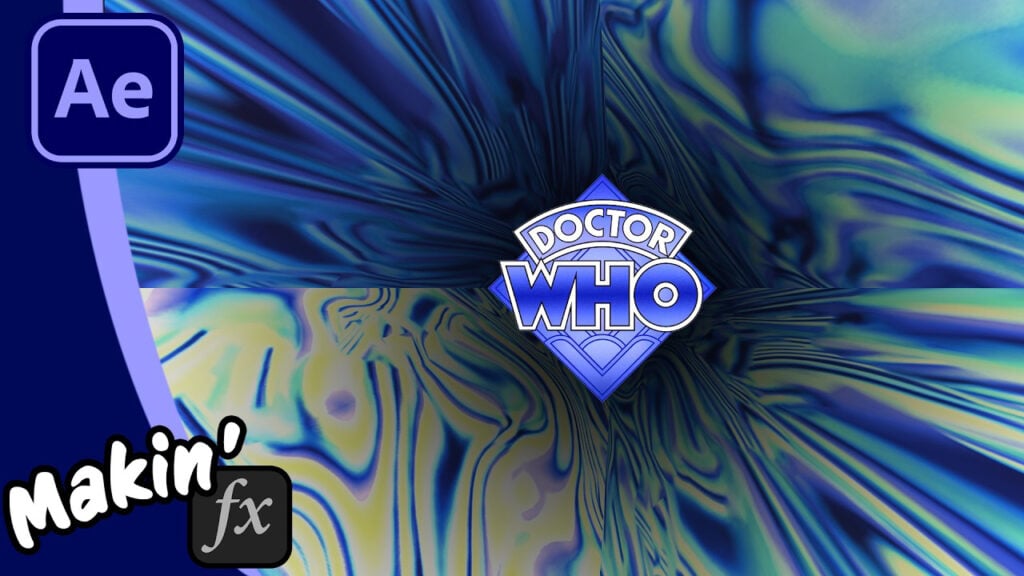 The Dr. Who logo on a psychedelic background