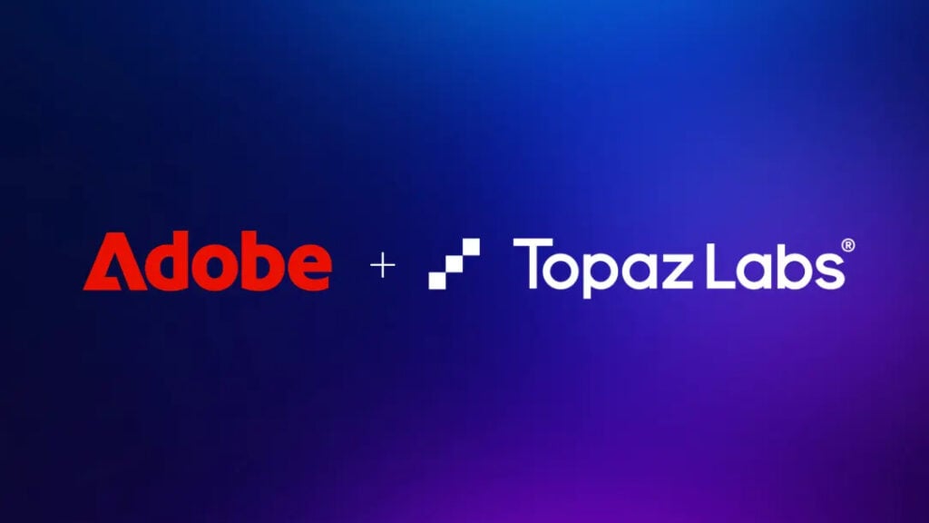the Adobe logo and the Topaz Labs logo