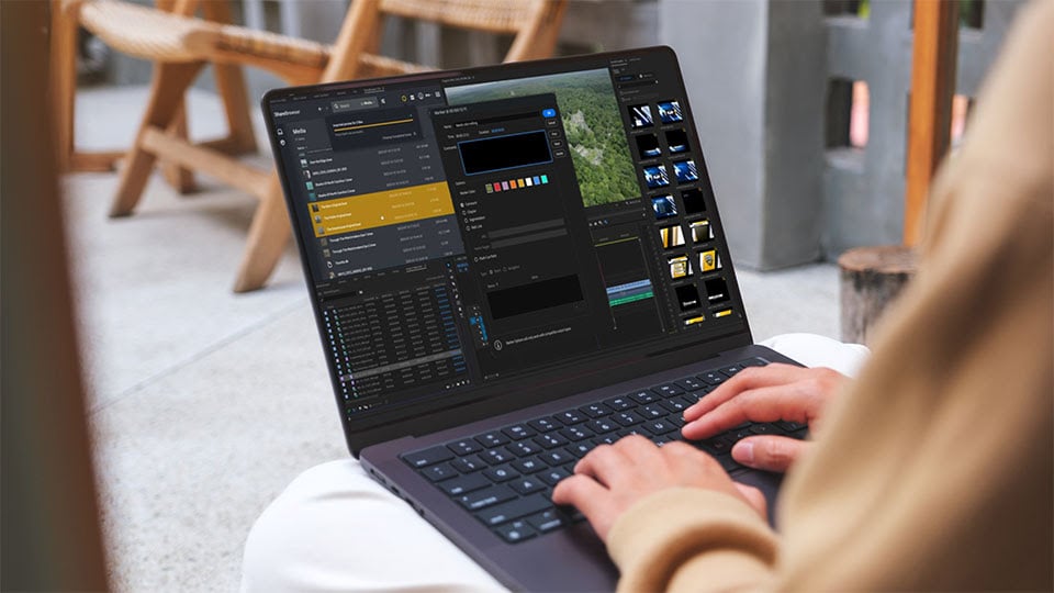 a person types into a laptop that uses a remote workflow to access EVO
