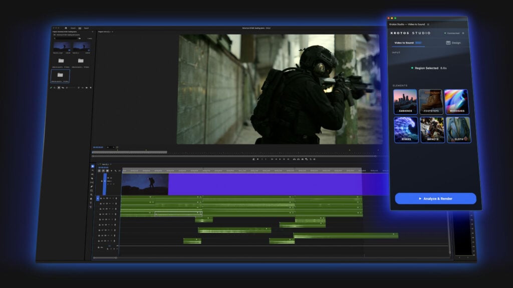 A screenshot of Krotos Studio plugin in Adobe Premiere Pro