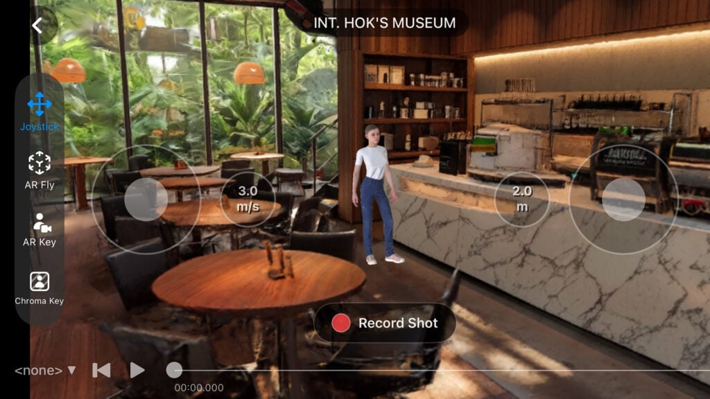 a scene mockup created with Lightcraft Spark displaying a woman standing in a museum
