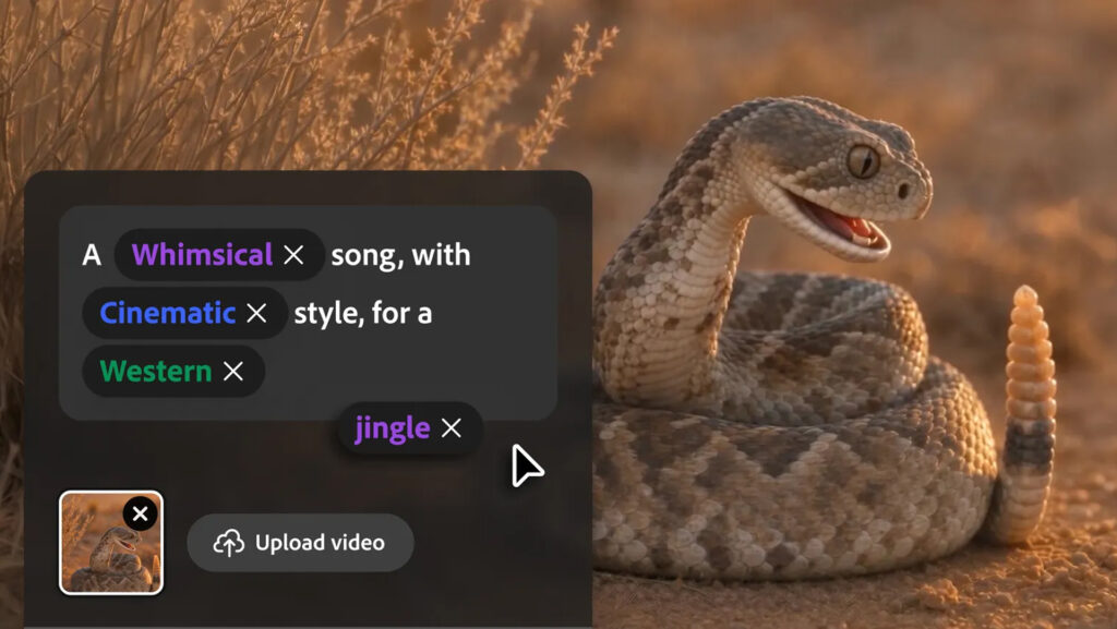 an image of a snake with an AI prompt window from Adobe Firefly