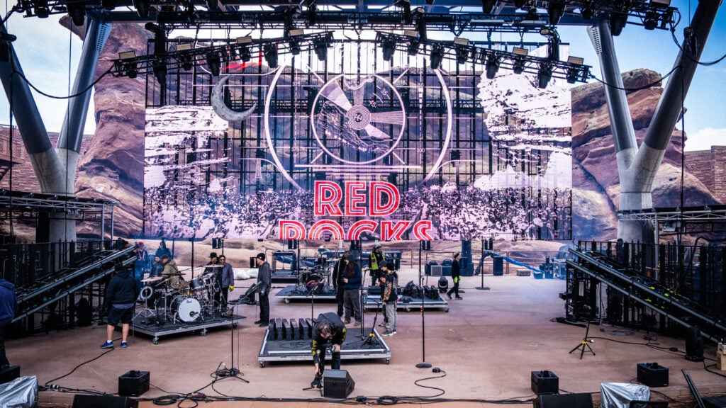 the stage at the Red Rocks concert venue