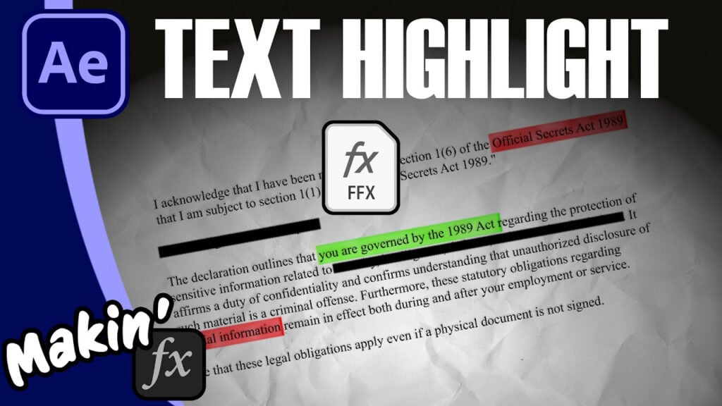 a screenshot of a text highlight in Adobe After Effects