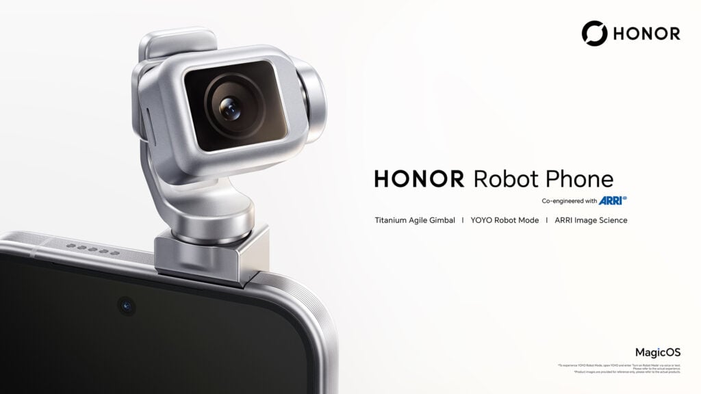 The HONOR Robot Phone with a camera mounted on top