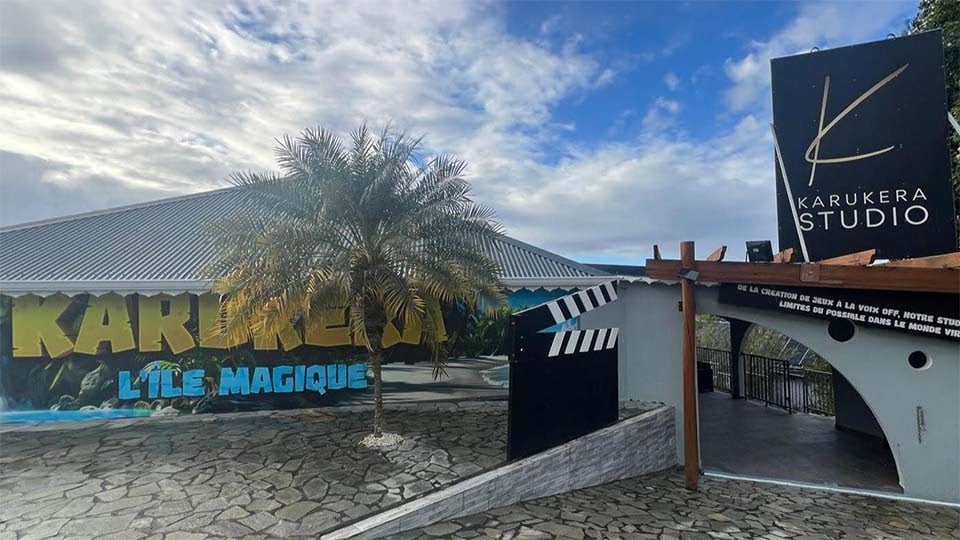 the exterior of the Karukera Studio in Sainte-Anne, Guadeloupe.