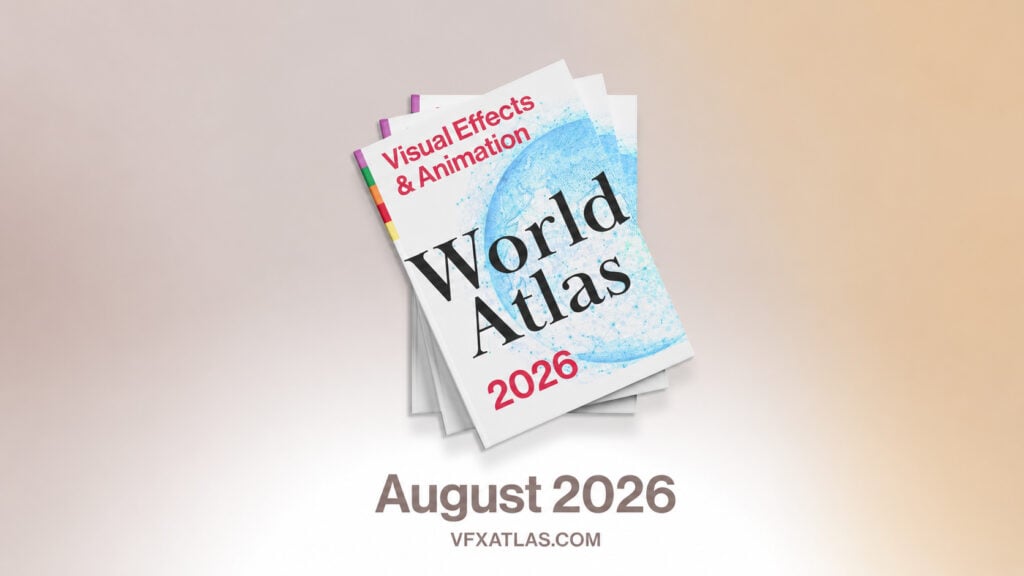 a stack of books titled Visual Effects & Animation World Atlas 2026