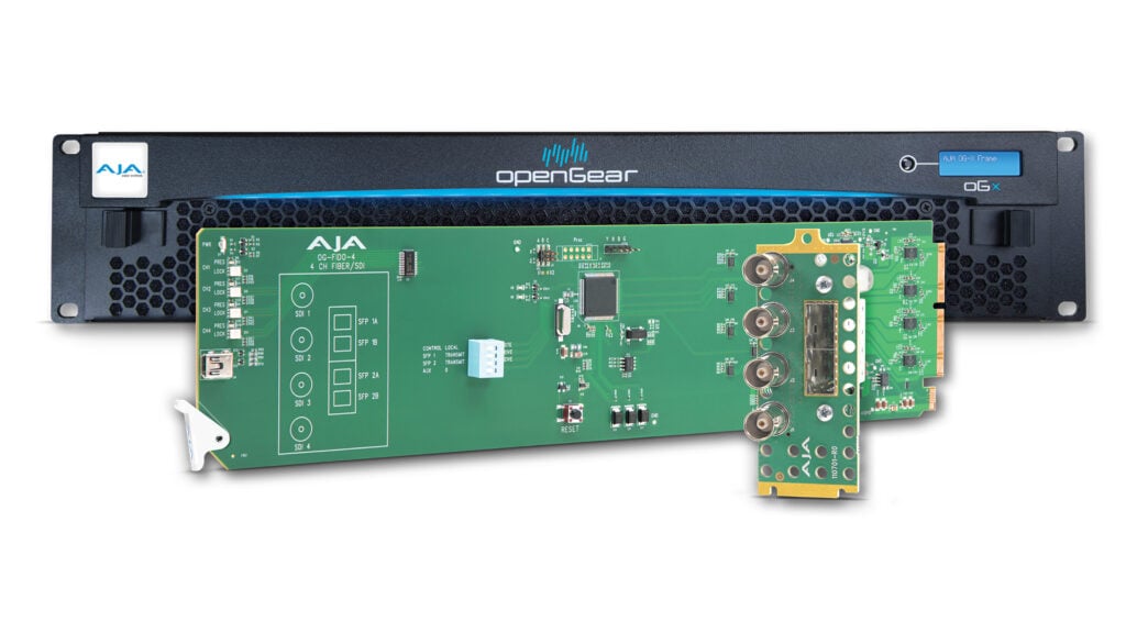 the AJA OG-FiDO 4 openGear Four-Channel SDI/Fiber Conversion Card